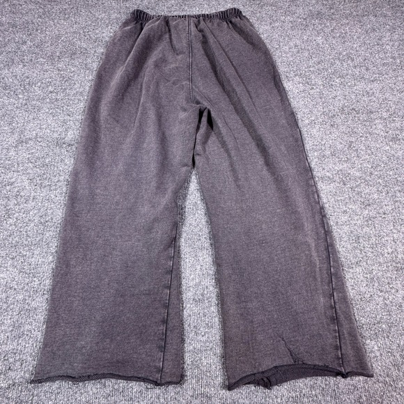 Zara Womens Wide Leg Sweatpants Faded Black 100% Cotton Raw Hem Size S Small - Picture 4 of 7